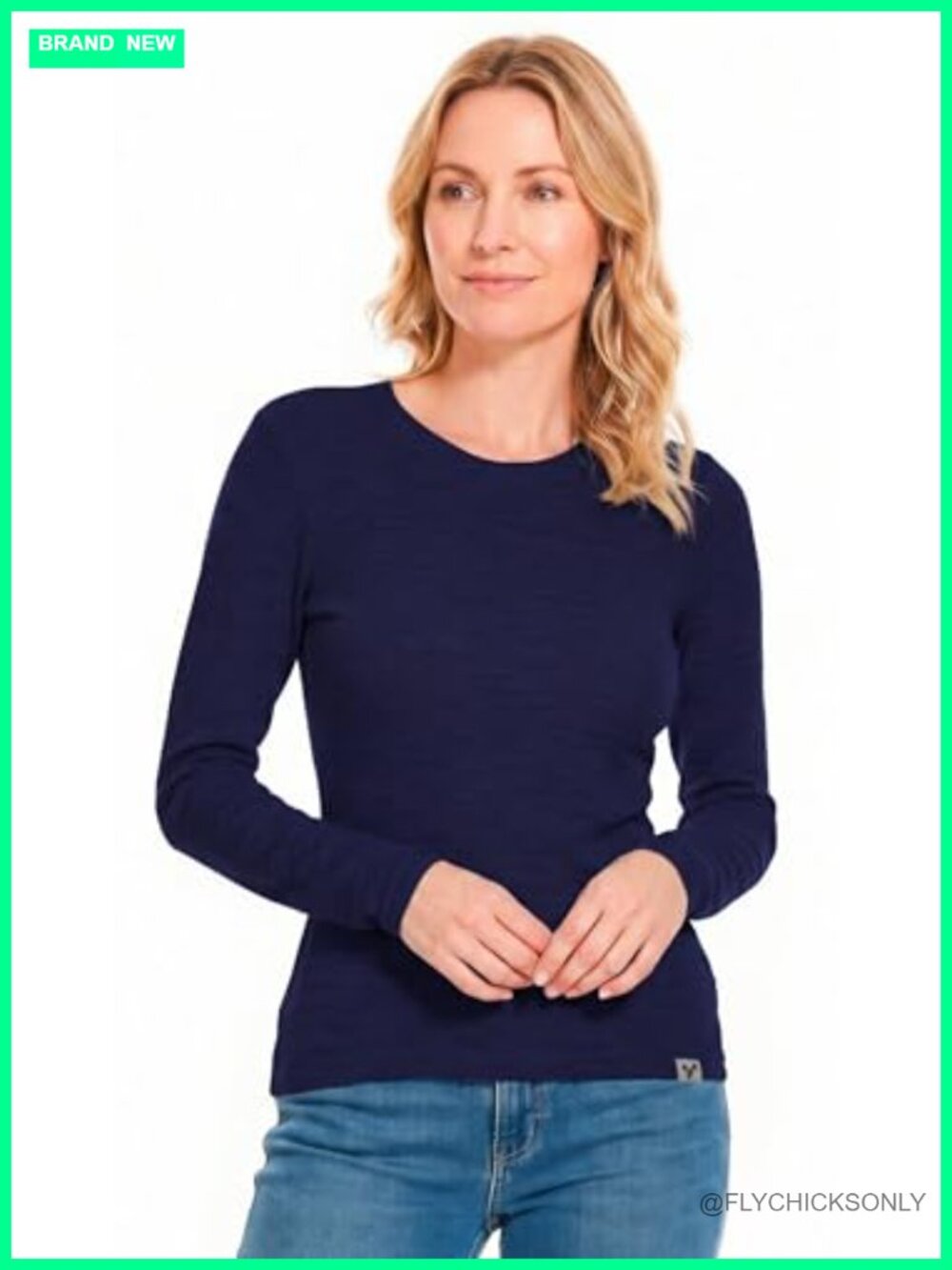 Merino Wool Long Sleeve Base Layer Crew Neck Thermal Top Women